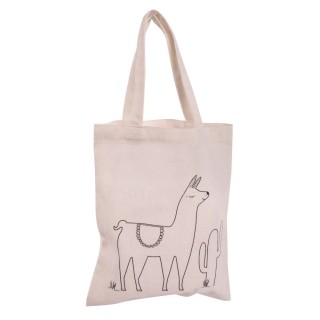 Rayher Baumwoll-Tasche mit Lama Druck Natur