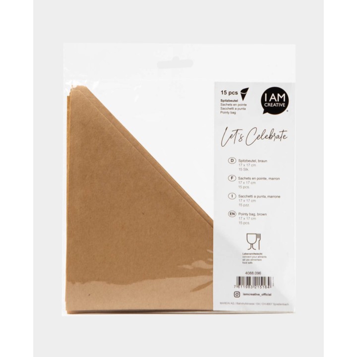 Pointed bag brown 17cm 15 pcs.