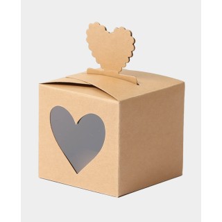 Scatole di carta cuore 8,9cm 4 pezzi. Marrone