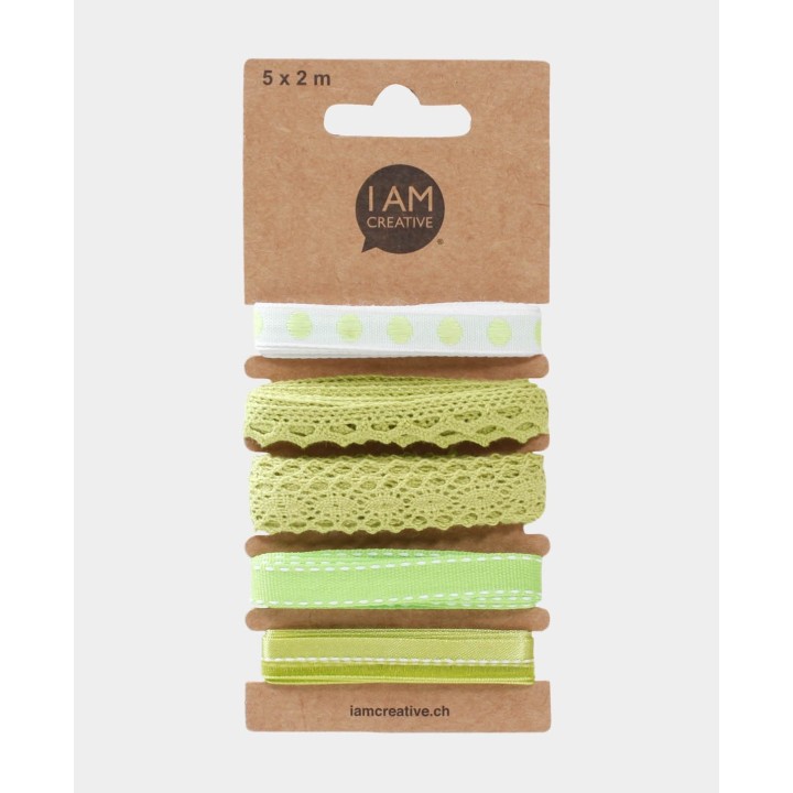 Nastri regalo 15 mm verde chiaro e bianco