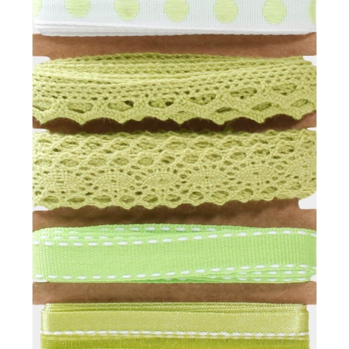 Nastri regalo 15 mm verde chiaro e bianco