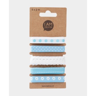 Nastri regalo 15 mm azzurro e bianco