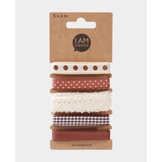 Rubans cadeaux 15mm Beige & Marron