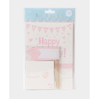 Set di biglietti da visita Baby Menu 12 pezzi Bambina Rosa