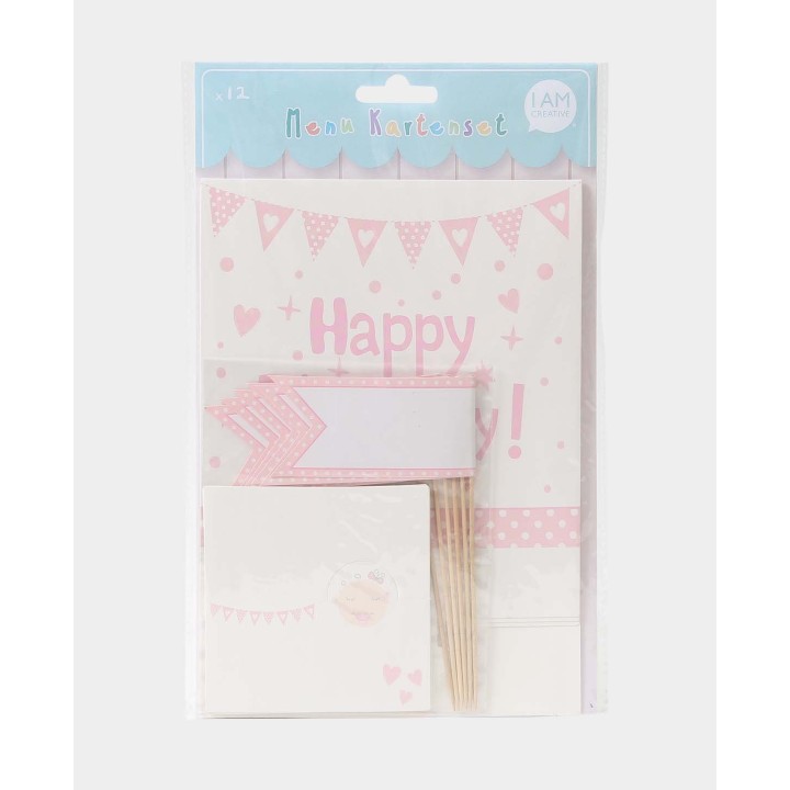 Set di biglietti da visita Baby Menu 12 pezzi Bambina Rosa