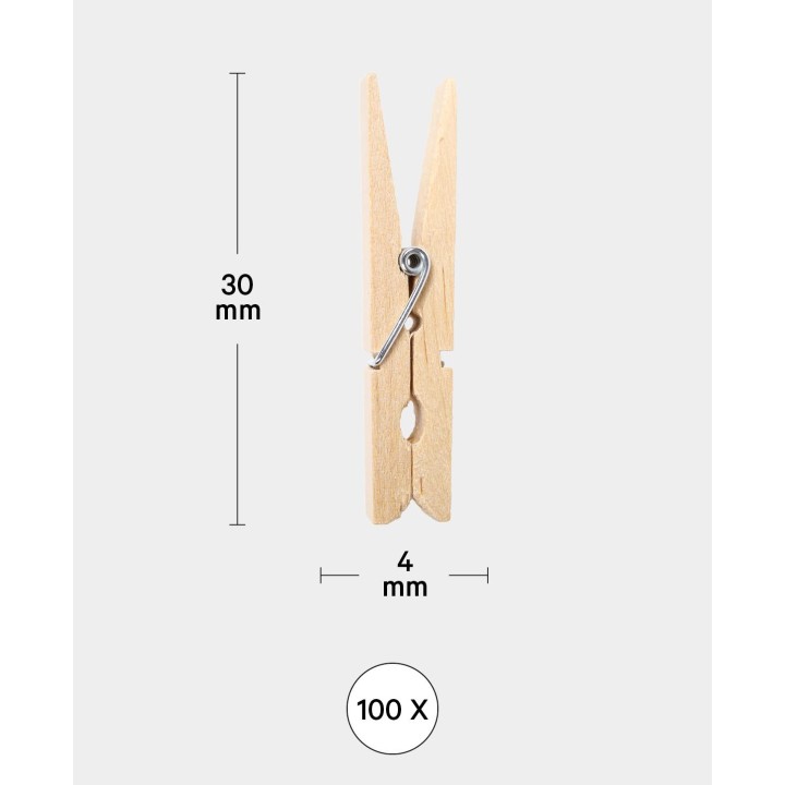 Agrafes en bois FSC 100 pcs. Nature