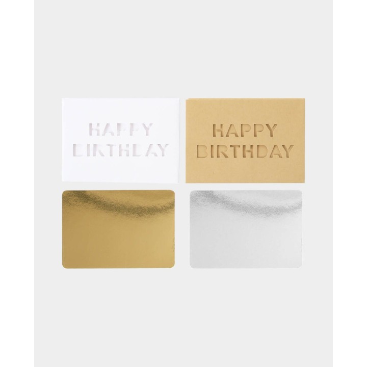 Happy Birthday Card Set 8-piece Beige & White