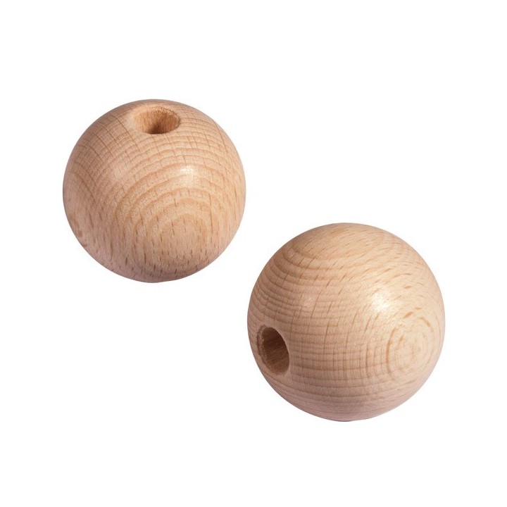 Rayher raw wood balls drilled through 50mm 2 pcs.