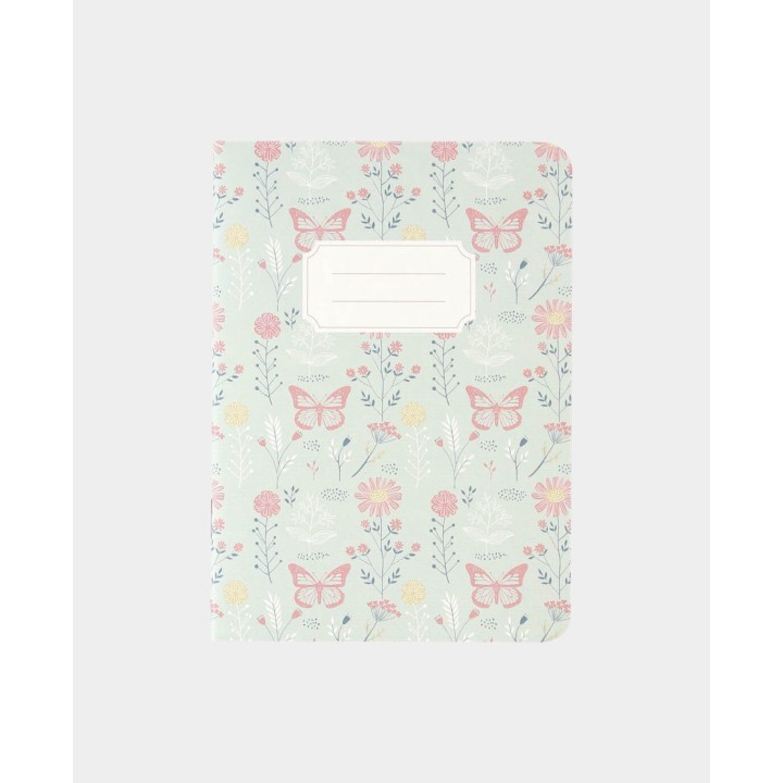 Notebook Floralmuster karierten Blättern 60 Blatt Mint-Grün