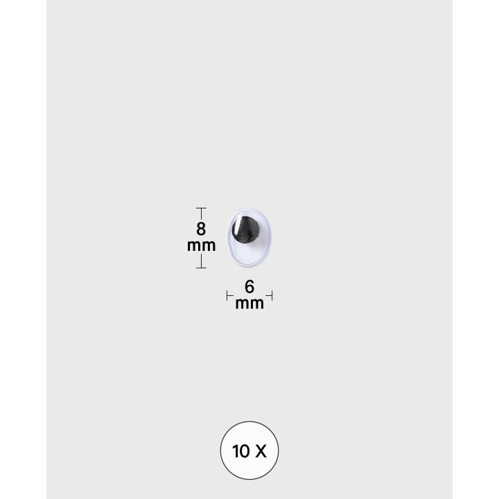 Yeux vacillants ovales 6x8mm 10 pcs.