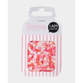 Paillettes fleurs 5mm rouge rose blanc