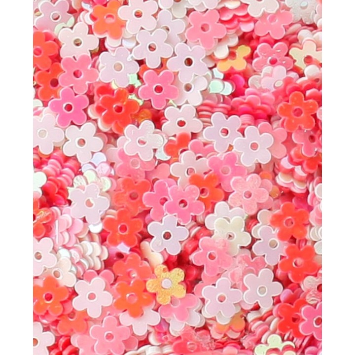 Pailletten Blumen 5mm Rot Pink Weiss
