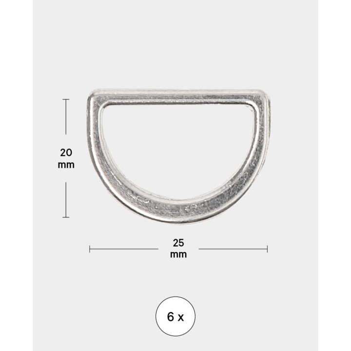 Demi-anneaux fermés en métal 6 pcs argent