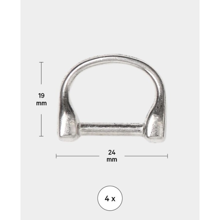 Demi-anneaux fermés en métal 4 pcs argent