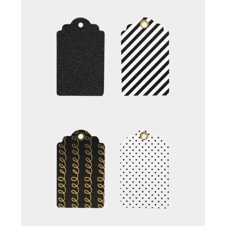 Gift tags with patterns 12 pcs. black & white