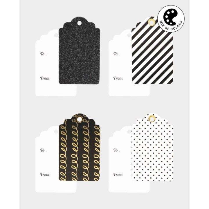 Gift tags with patterns 12 pcs. black & white