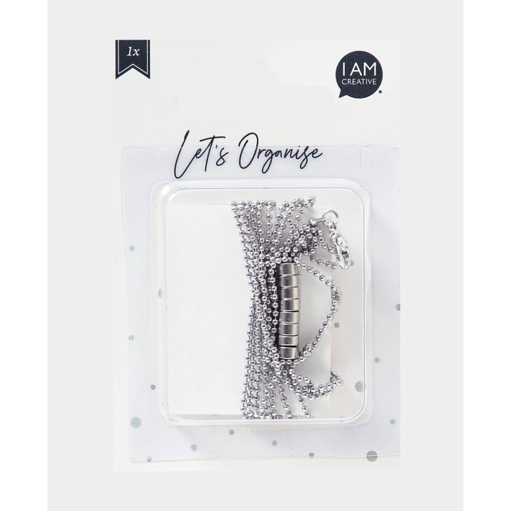 Photo rope ball chain with 8 strong mini magnets silver