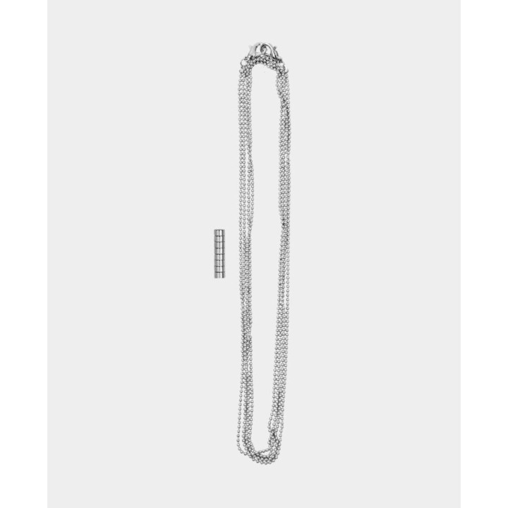 Photo rope ball chain with 8 strong mini magnets silver