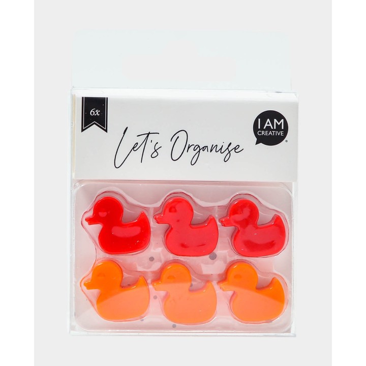 Dekomagnete in Entenform 6 Stk. Rot & Orange