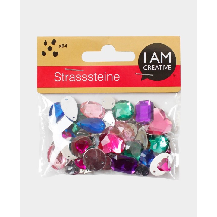Rhinestones for sewing on 5-16mm 94 pcs. Colourful