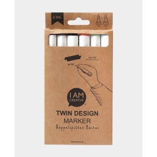 Double tip marker waterproof 6 pcs.