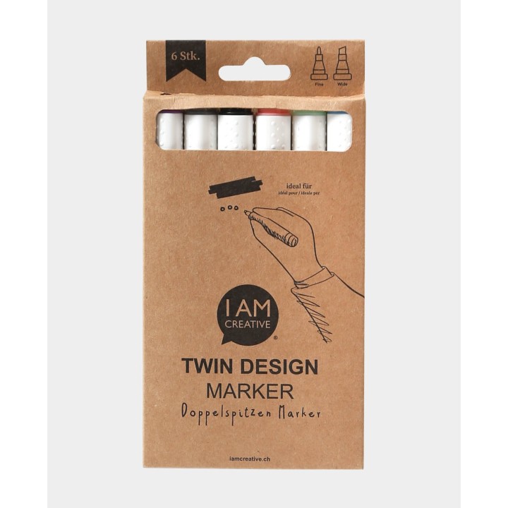 Double tip marker waterproof 6 pcs.