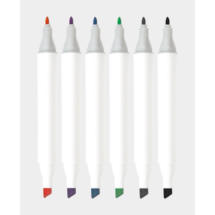 Double tip marker waterproof 6 pcs.