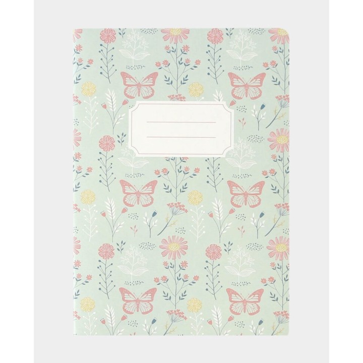 Notebook floral pattern chequered sheets A5 60 sheets mint green