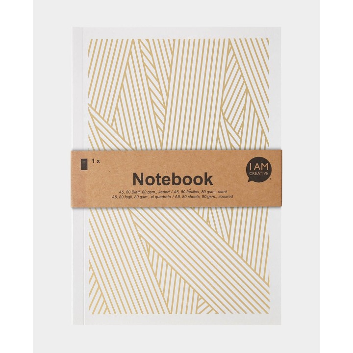 Notebook A5 with chequered sheets 80 sheets gold foil embossing