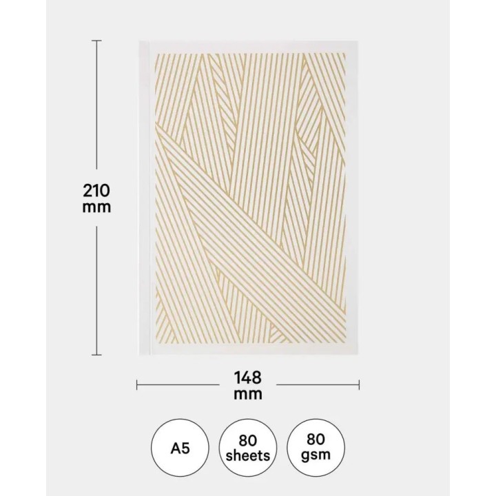 Notebook A5 avec feuilles quadrillées 80 feuilles dorure à chaud