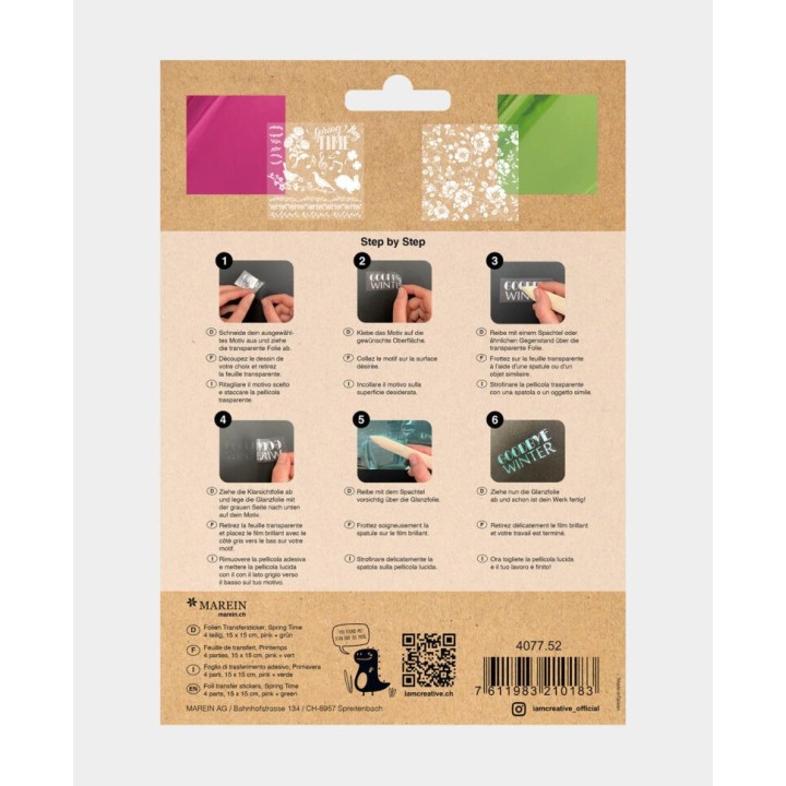 Autocollants de transfert Printemps II rose et vert