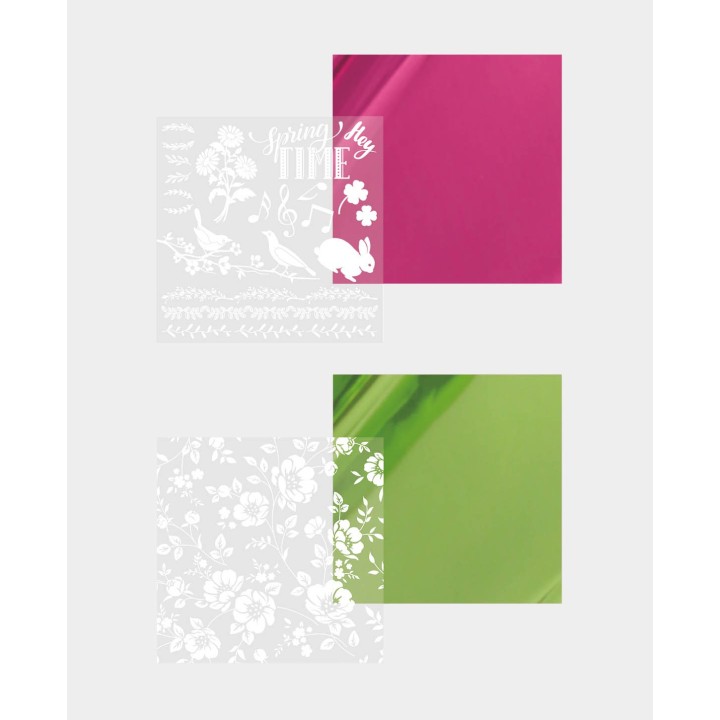 Foil transfer stickers Spring II Pink & Green