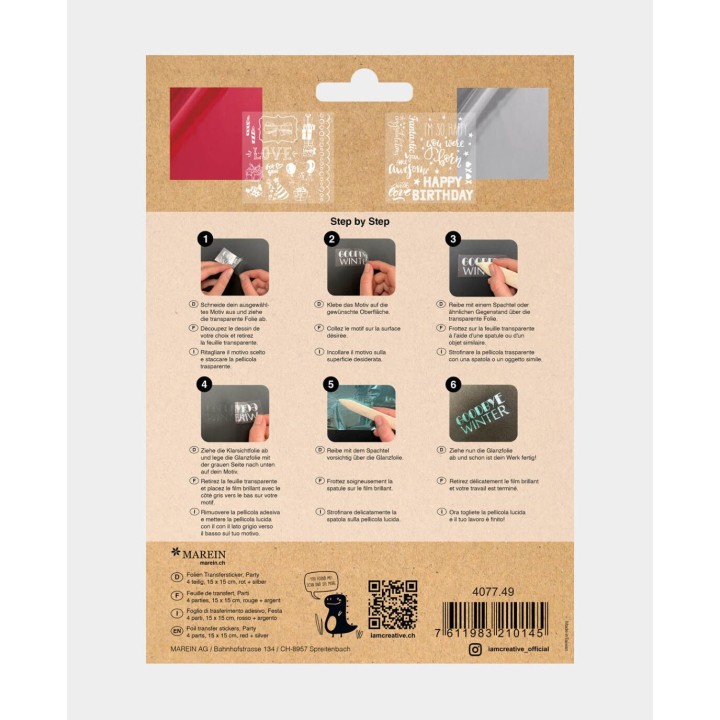 Folien Transfersticker Party Rot & Silber