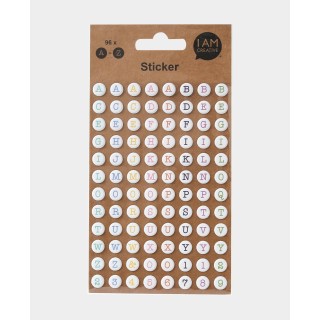 3D Stickerbogen mit 96 pastellfarbenen Buchstaben & Zahlen