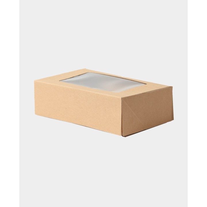 Paper box with window food-safe 2 pcs. Brown