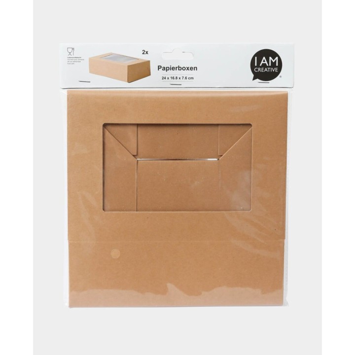 Paper box with window food-safe 2 pcs. Brown