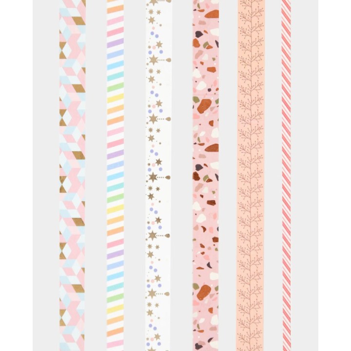 Washi tape set pink 6 rolls