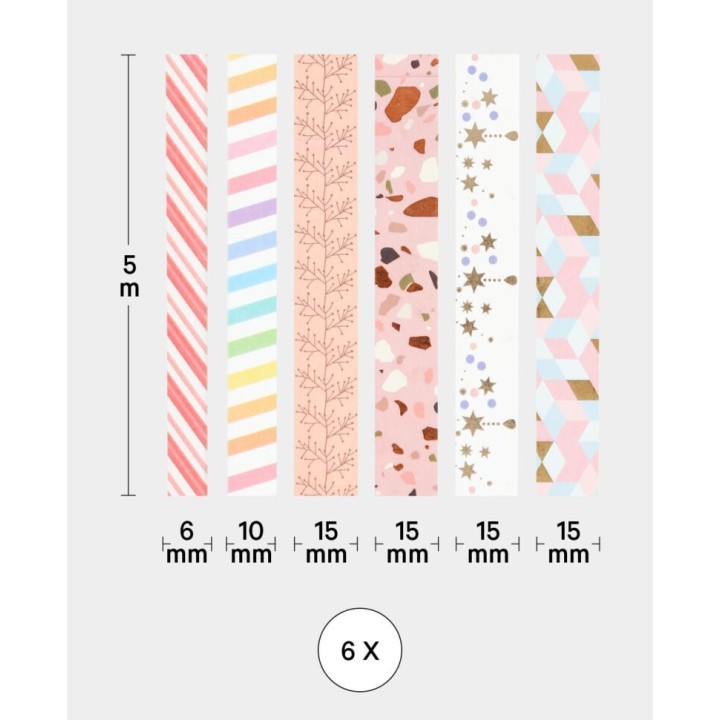 Set di Washi tape rosa 6 rotoli