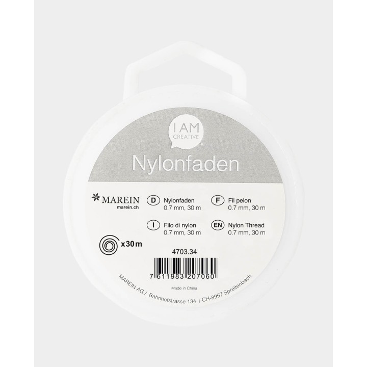 Nylon thread 0.7mm x 30m Transparent