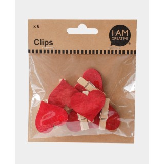 Clip in legno cuore FSC 4cm 6 pz.