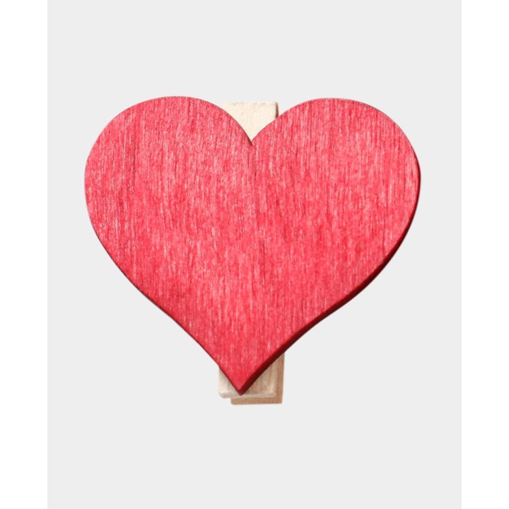 Clip in legno cuore FSC 4cm 6 pz.