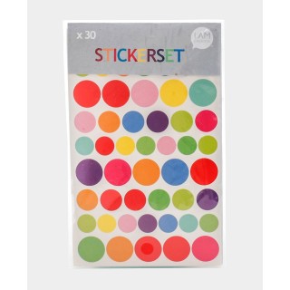 Sticker set heart star circle 30 sheets colourful