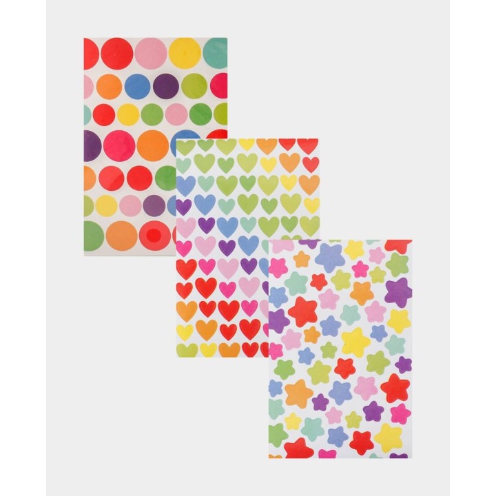 Set di adesivi cuore stella cerchio 30 fogli colorati
