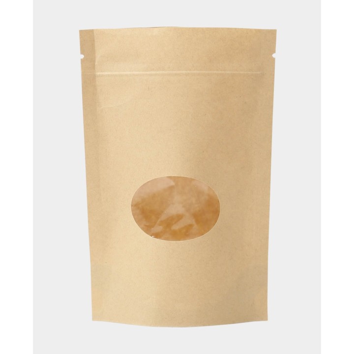 Paper bags with oval viewing window food-safe 5 pcs. Brown