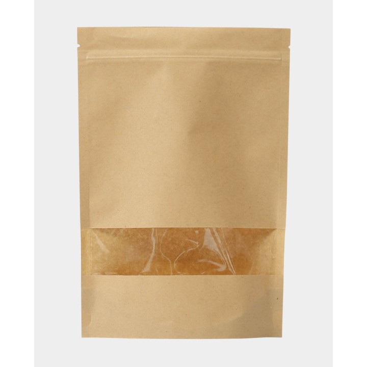 Paper bags with wide window food-safe 5 pcs. Brown
