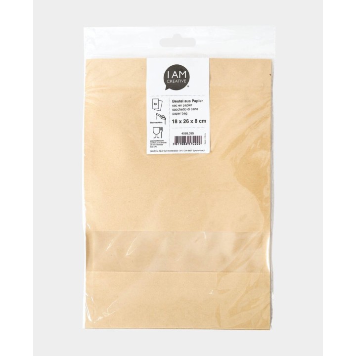 Sacs en papier avec large fenêtre alimentaire 5 pcs. Marron