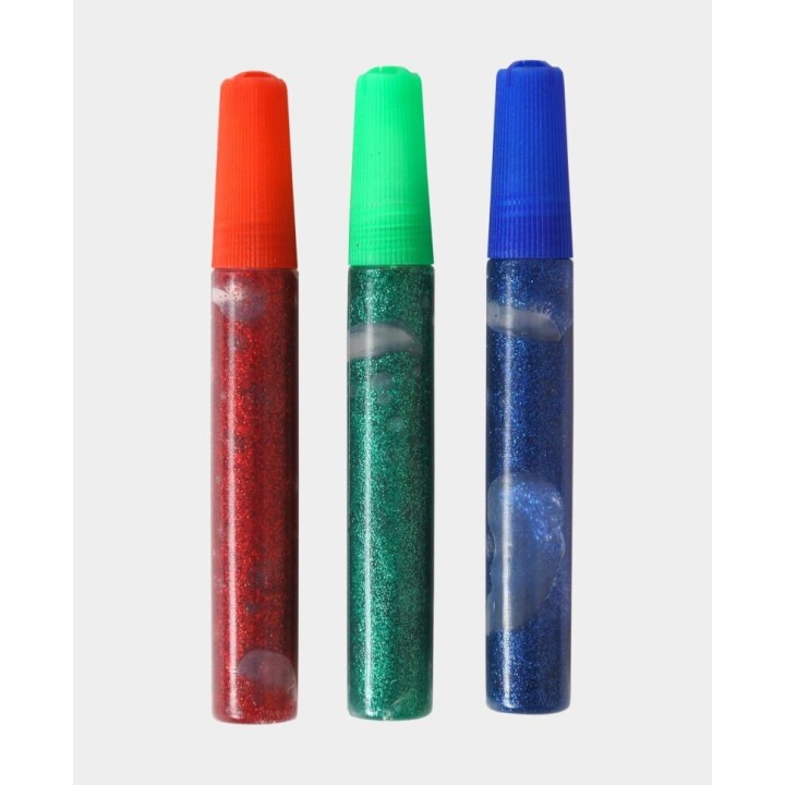Set di colla glitterata 3 x 10ml rosso blu verde