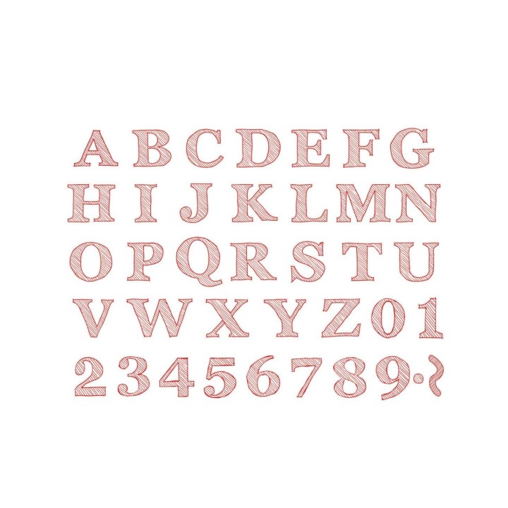 Textile stamp set Alphabet painted