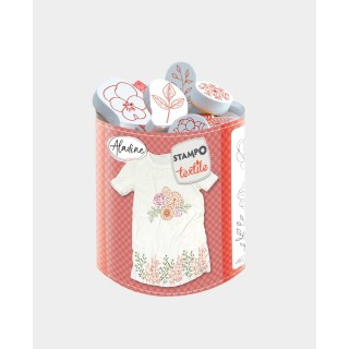 Set di timbri tessili fiori e foglie