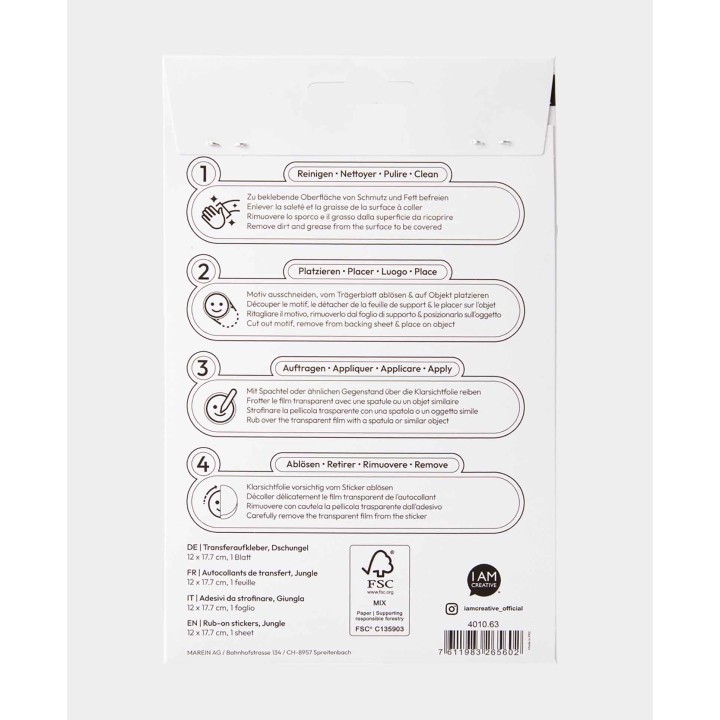 Rub-on sticker jungle transfer sticker